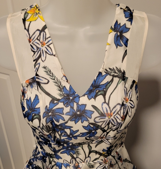 Whistles Bluebell Print Organza Dress Size 0 - Picture 4 of 9